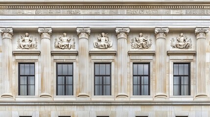 Obraz premium Historic Federal Reserve building exterior showcasing architectural grandeur and economic significance, embodying stability and financial stewardship in modern society.