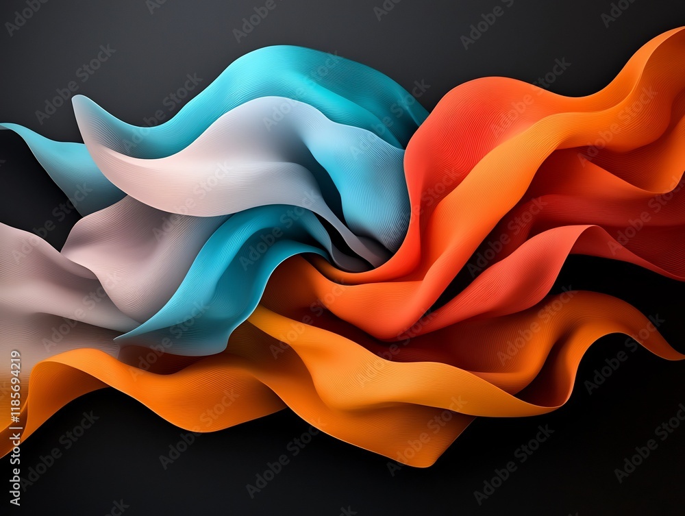 Poster shimmering holographic and ethereal kaleidoscopic abstract pattern featuring undulating prismatic fo