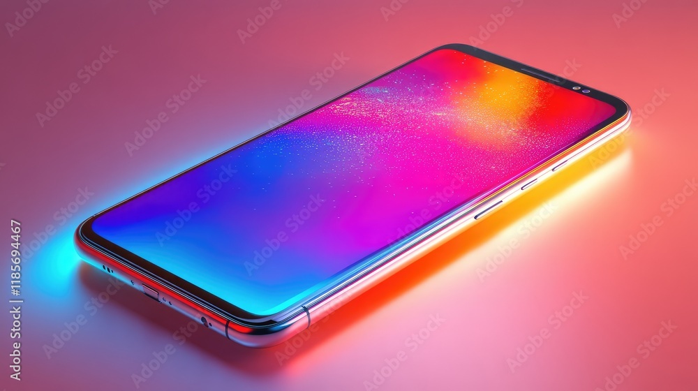 Poster a sleek modern smartphone with a glowing holographic interface on a minimalist table, surrounded by 