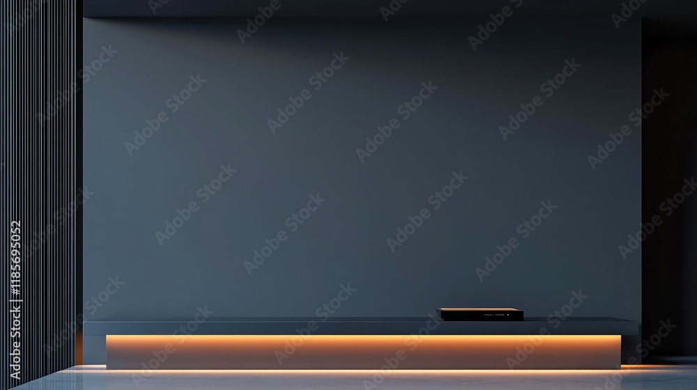 Poster a smart office conference call system glowing on a sleek desk, placed in a clean and modern workspac