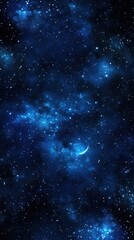 Obraz premium Night Sky Crescent Moon Stars Nebula Cosmic Wonder