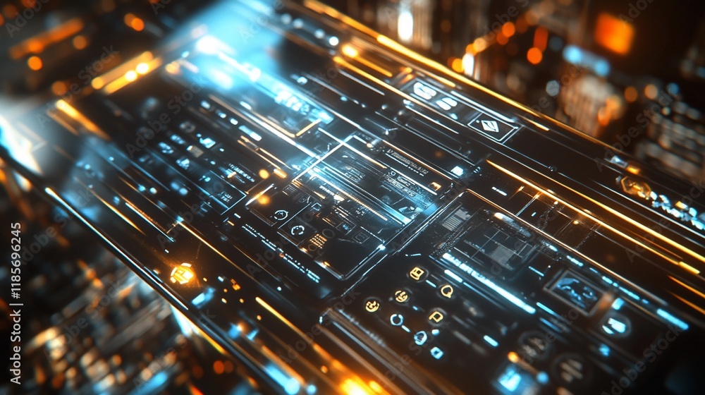 Poster futuristic digital interface: a glimmering tech display