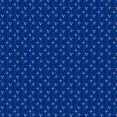 Primitive tiny floral pattern Small floral spring romantic print Rustic navy blue fabric background
