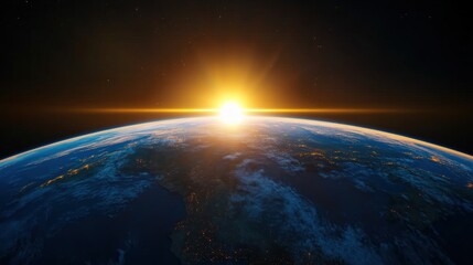Obraz premium Earthrise: A Golden Sunrise Over Our Planet