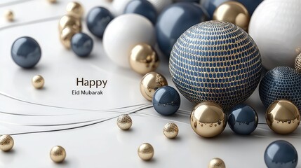 Elegant Abstract Sphere Composition in Gold, White, and Blue Hues