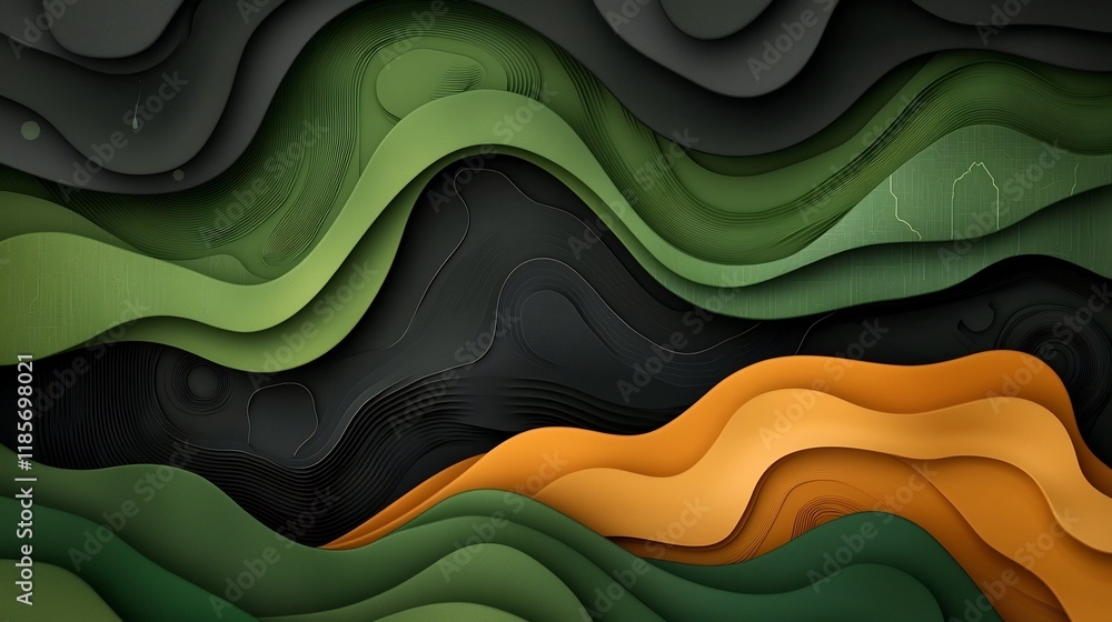 Poster mesmerizing topographical data visualization with intricate procedural patterns flowing fluid gradie