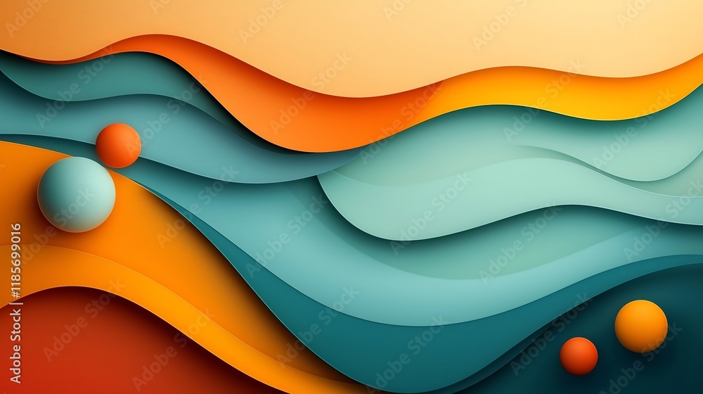 Poster mesmerizing abstract waves in vibrant holographic color palette ethereal surrealist with depth and m