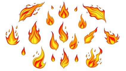 Cartoon fire flames collection.