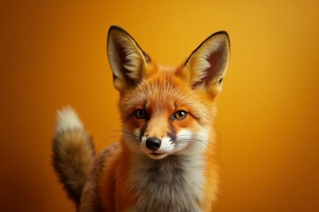 Obraz premium Red Fox Portrait Against Amber Background