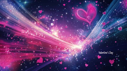 ."Valentinea??s Day" Text in a large, flowing script with stars and heart bursts around it.