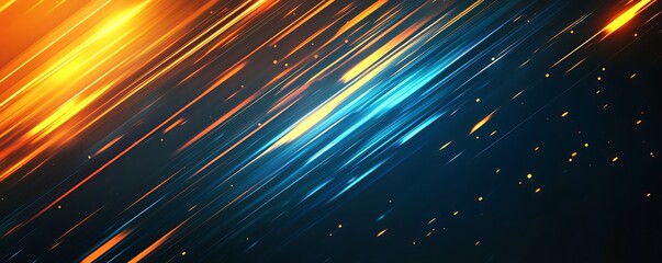 Obraz premium Abstract Light Streaks: A dynamic and energetic composition with vibrant orange and blue light streaks, creating a sense of speed and movement.