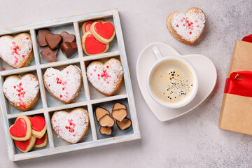 A charming selection of heart-shaped sweets neatly arranged in a box
