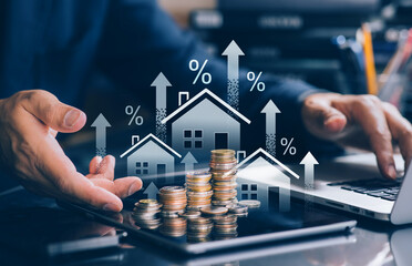 Investing opportunity with real estate or property project concepts.residential developer forecasting investment return.financial management and banking.