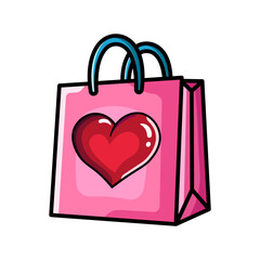 Made in uk A cute pink shopping bag with a big red heart. Perfect for Valentine's Day gifts.
