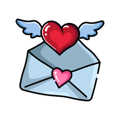Made in uk A cute illustration of a love letter with a winged heart, perfect for Valentine's Day.