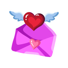 Made in uk A cute illustration of a love letter with a winged heart, perfect for Valentine's Day.