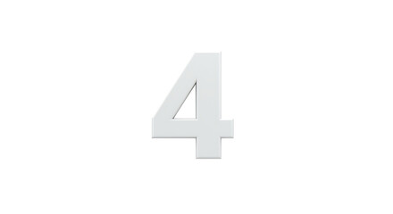 3D Render Number Four White Digit Four Number 4 Isolated Clean Simple Modern Graphic Design Element