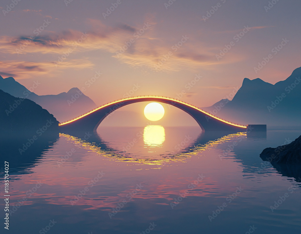 Canvas Prints Sunset Bridge