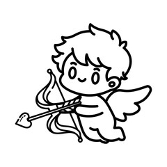 Made in uk A charming line art illustration of a cute cupid aiming his arrow, perfect for Valentine's Day cards or romantic projects.