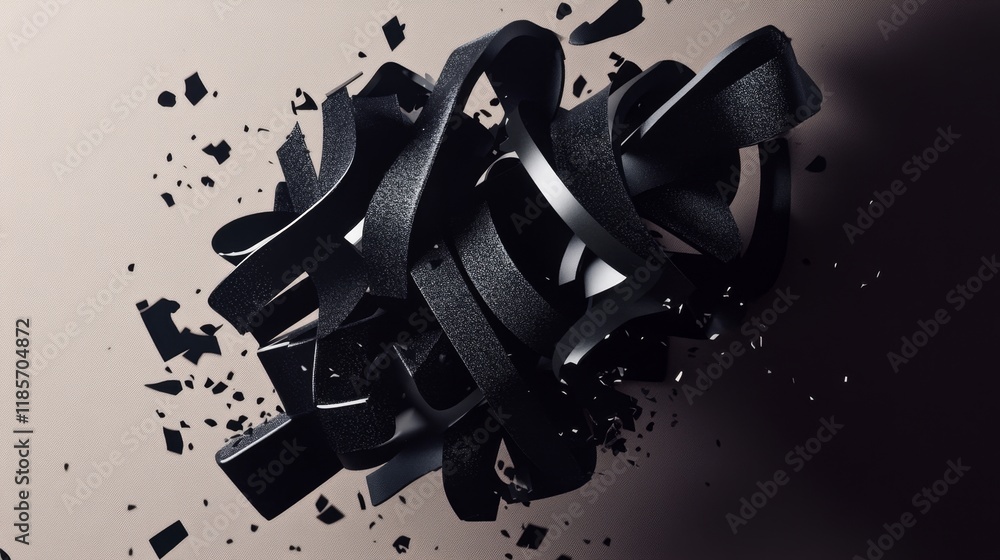 Poster dynamic abstract sculpture displaying fragmentation art gallery digital art modern environment close
