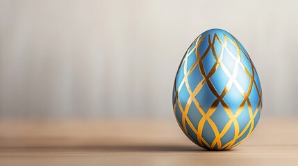 Fototapeta premium a luxurious metallic blue egg with intricate golden details