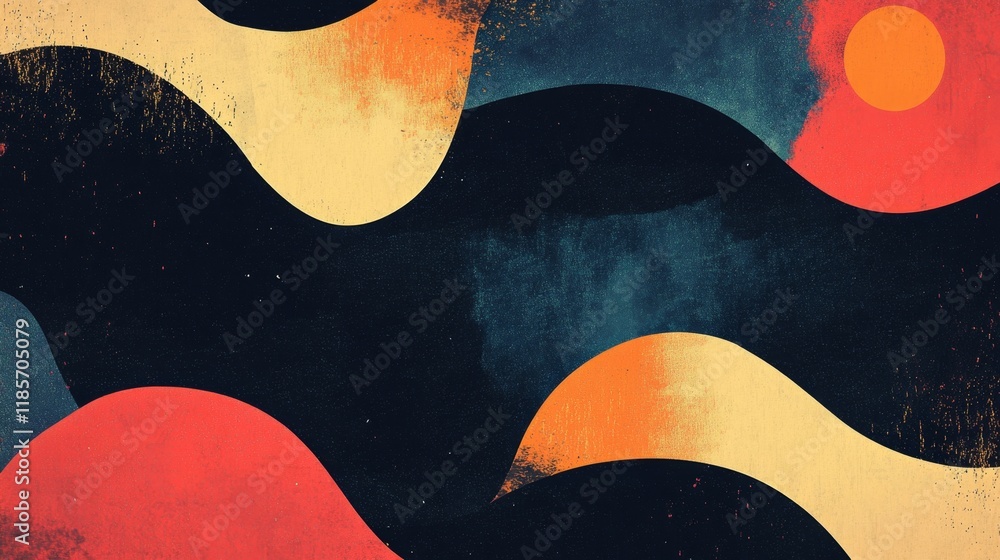 Poster dynamic abstract waves and colorful forms artistic design digital art modern environment creative vi