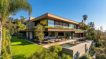 Fototapeta premium Modern home cross section, 3d rendering
