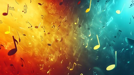 Abstract musical notes floating in vibrant colors