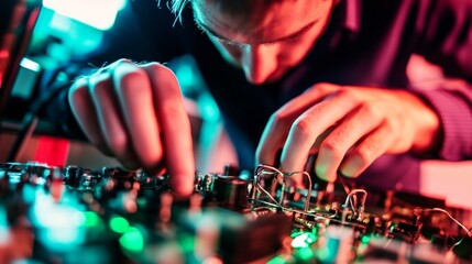 Scientist in protective gear operating advanced radiation equipment, showcasing dedication to scientific research and safety protocols.
