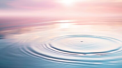 Calm water surface with gentle ripples under a beautiful pastel sky. Enjoying the peaceful and serene scene where the water gently moves beneath the soft-hued sky.
