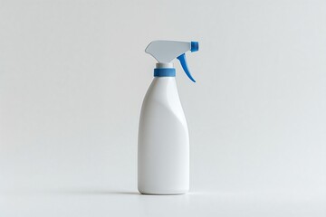 Blue-top spray bottle on a minimalist background for cleaning solutions and household use