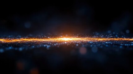 Abstract Orange and Blue Glowing Particles Background