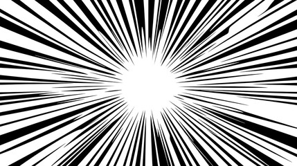Abstract black and white radial burst design.