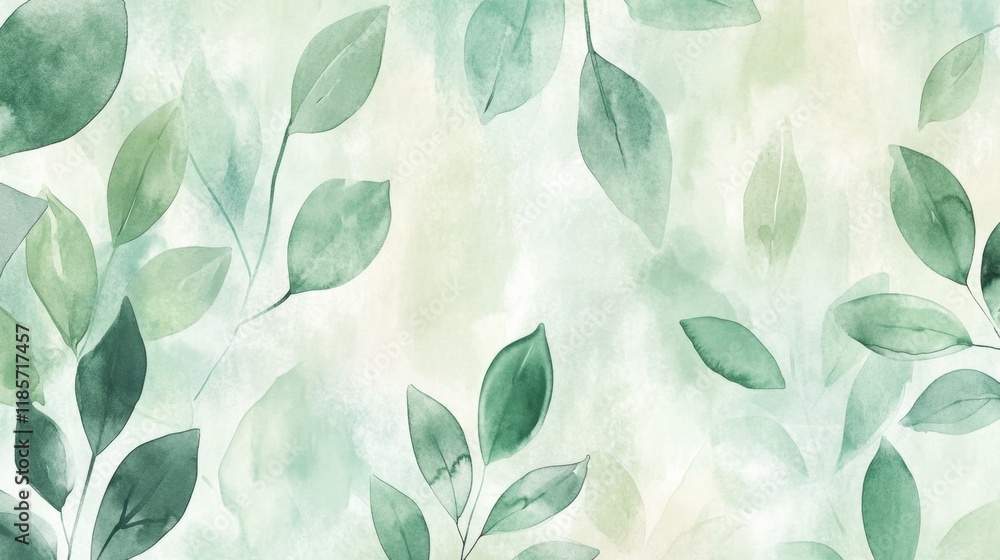 Poster elegant green leaf patterns nature background artistic design calm environment close-up view serenit