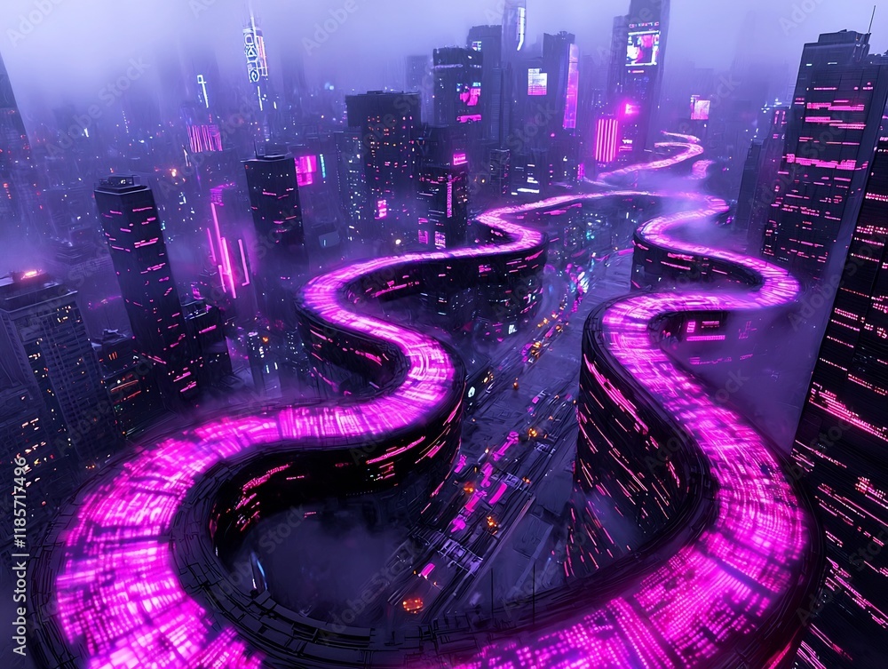 Poster a stunning and captivating futuristic cityscape featuring intricate geometric compositions of lumino