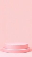 Minimalist pink podium on pink background.