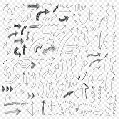 Arrow icon in hand drawn style. Handmade doodle vector illustration on isolated background. Cursor pointer sign business concept.