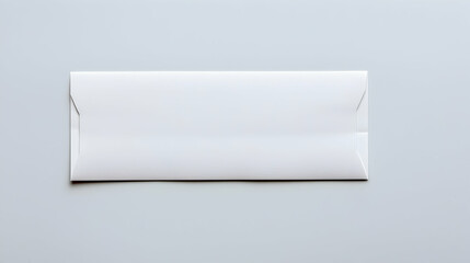 Blank white envelope on light gray background, ready for design, mock-up, stationery.