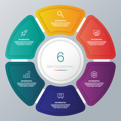 Circle shape infographic chart template with 6 options.
