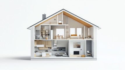 Sliced  house in different directions  on a white background. 3d illustration