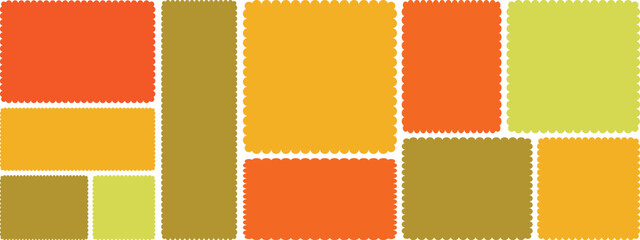 Set of frames with zigzag edge, scallop edge shape. Rectangle shape frame with zigzag edge. Zigzag shapes. Geometric zig zag wavy stickers. Zigzag edge rectrangle shape frames. vctor illustration 