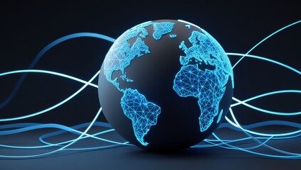 Global Network Interconnectivity with Glowing Data Streams around the Earth
