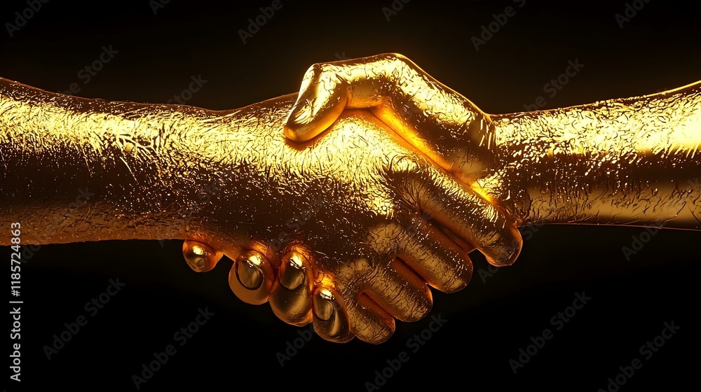 Poster hands in a firm handshake, enveloped in warm golden light, symbolizing unity and connection in a mom