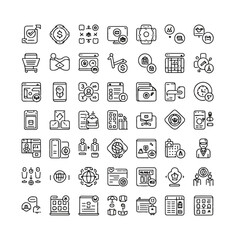 Mega set of icons in trendy line style. Business, ecommerce, finance, accounting. Big set Icons collection. Vector line art