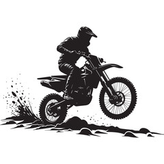 Motorbike, Motorcycle Silhouette, Big Bike, Vector Silhouette Of A Dirt Bike