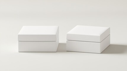 Two blank white square boxes on a white background.