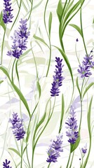 Fototapeta premium Lavender field blooming artwork nature scene floral pattern vibrant colors aesthetic view tranquil concept