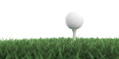  A golf ball on a tee in the grass isolated on white background PNG.AI GENERATED