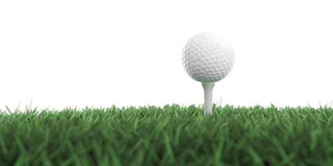  A golf ball on a tee in the grass isolated on white background PNG.AI GENERATED