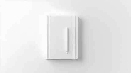 White notebook pen minimalist mockup studio background design stationery.